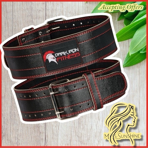 Dark Iron Fitness - new - powerlifting leather belt - 43” x 4” - back support - Picture 1 of 11